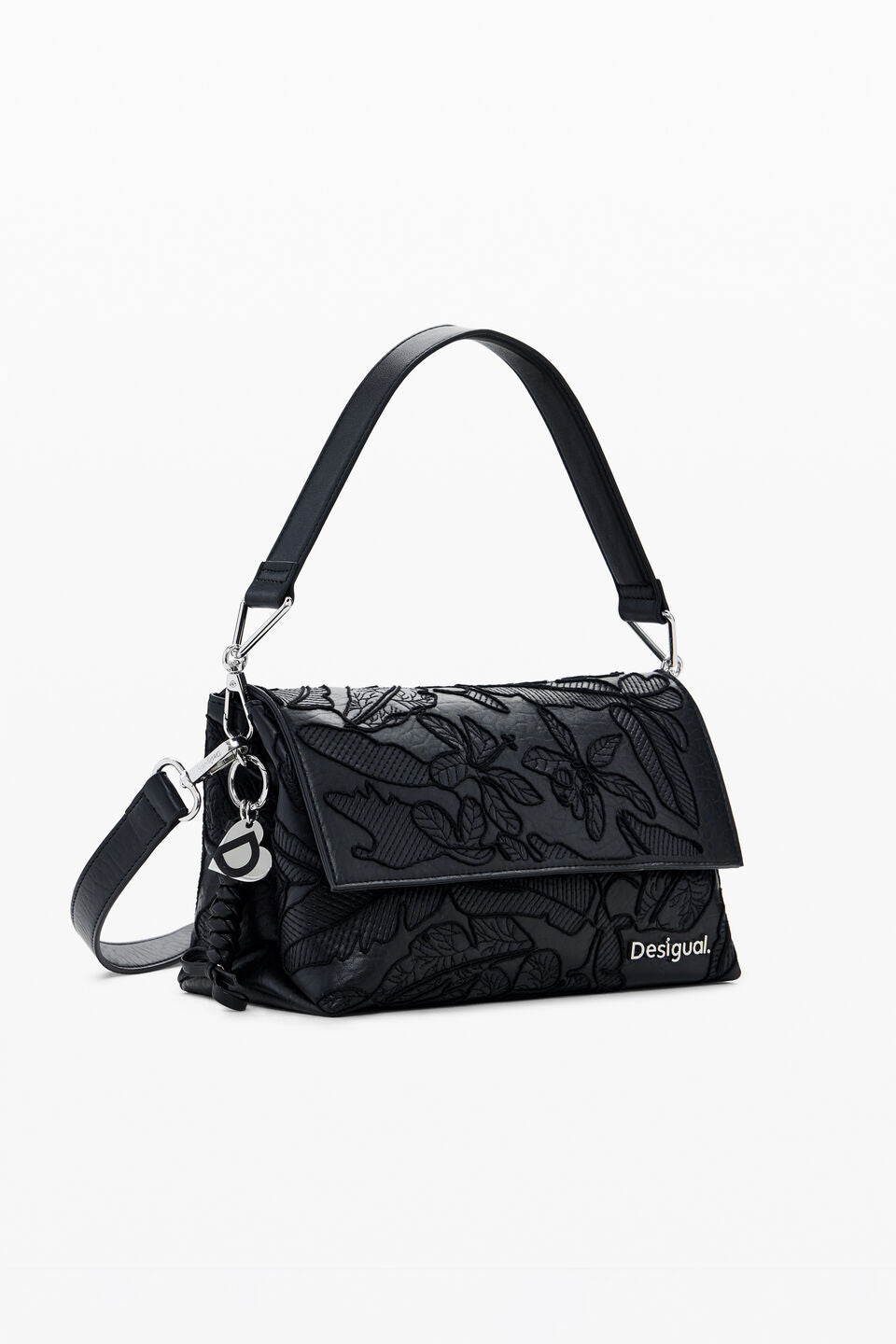 Desigual Medium embroidered crossbody bag - Black