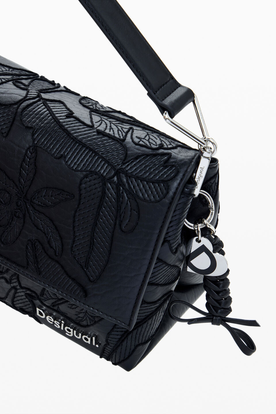 Desigual Medium embroidered crossbody bag - Black