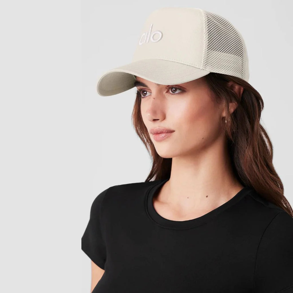Alo Yoga Cotton District Trucker Hat Bone