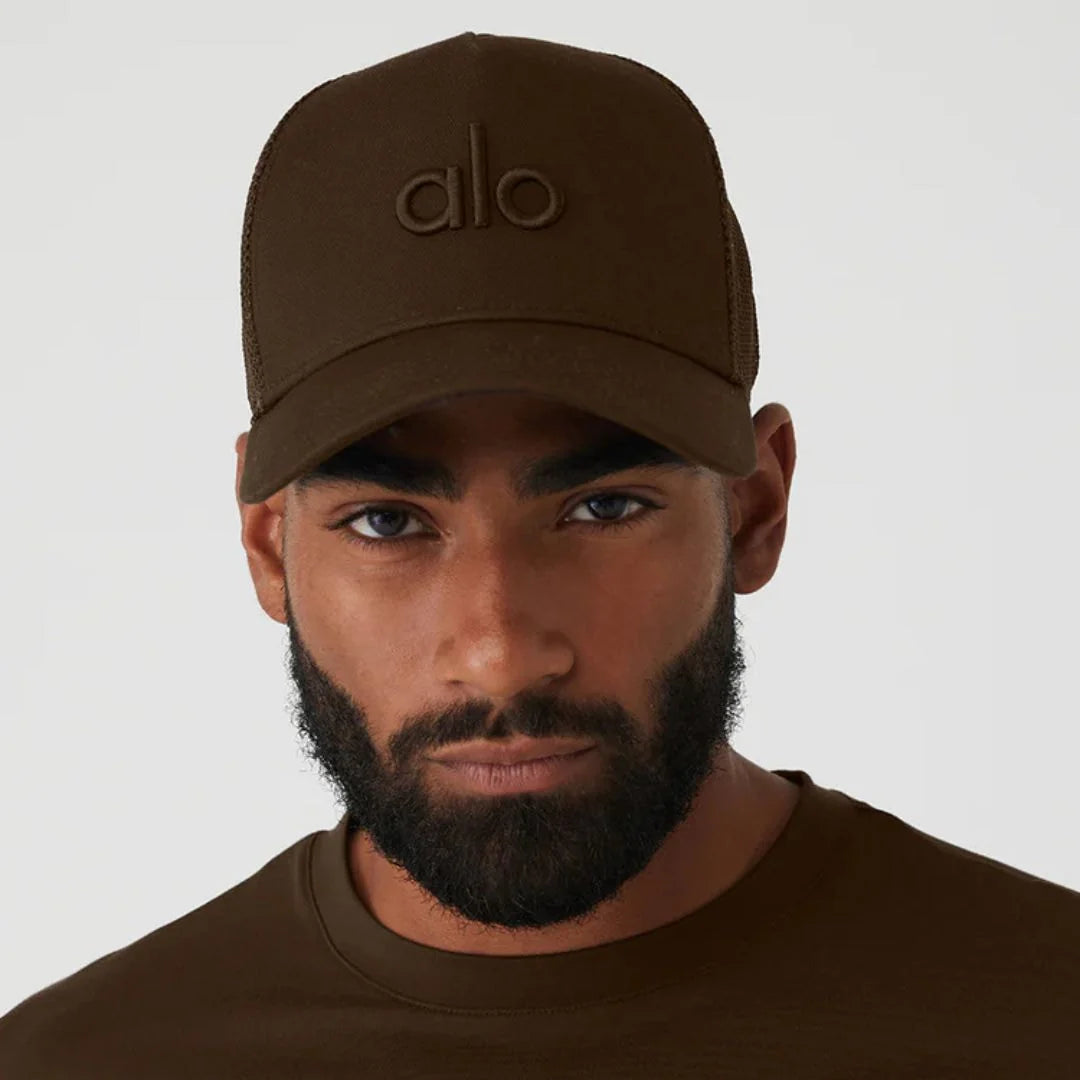Alo Yoga Cotton District Trucker Hat Brown