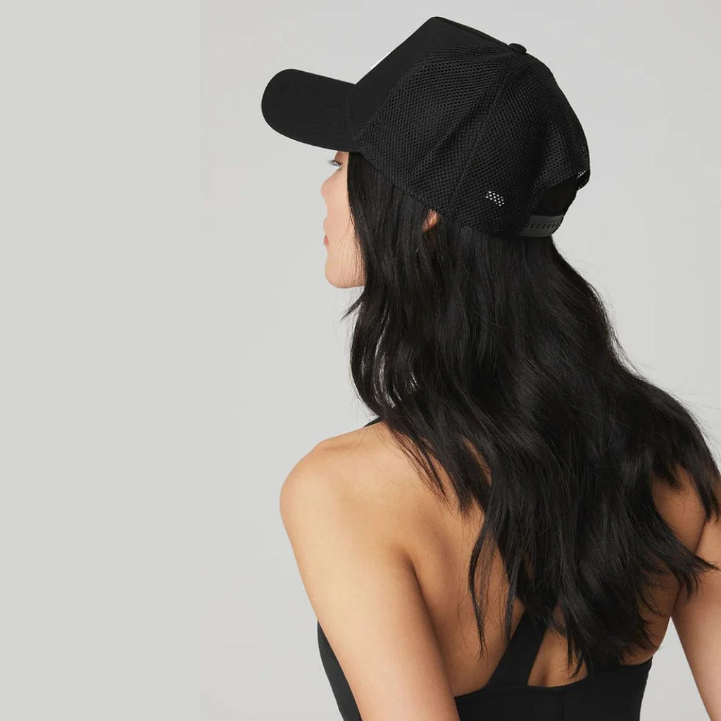 Alo Yoga Cotton District Trucker Hat Black