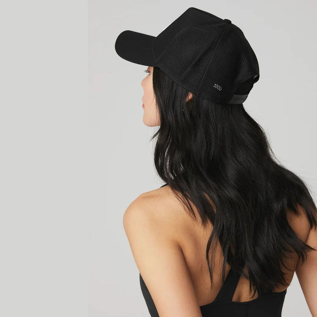Alo Yoga Cotton District Trucker Hat Black