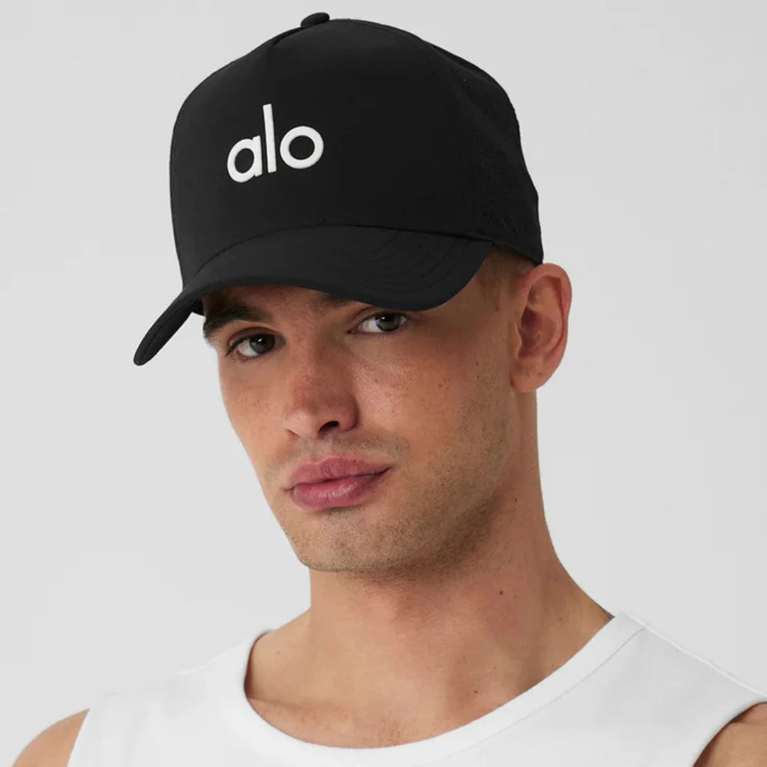 Alo Yoga Cotton District Trucker Hat Black