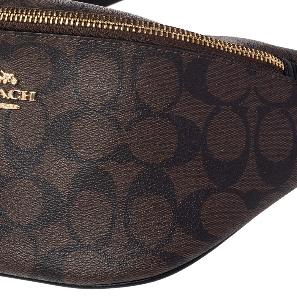 Coach Brown Signature Coated Canvas Belt Bag