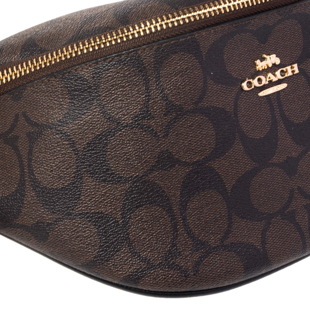 Coach Brown Signature Coated Canvas Belt Bag