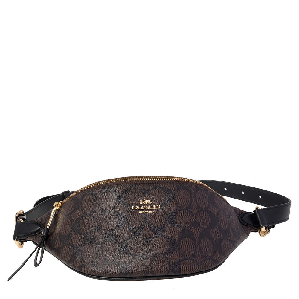 Coach Brown Signature Coated Canvas Belt Bag