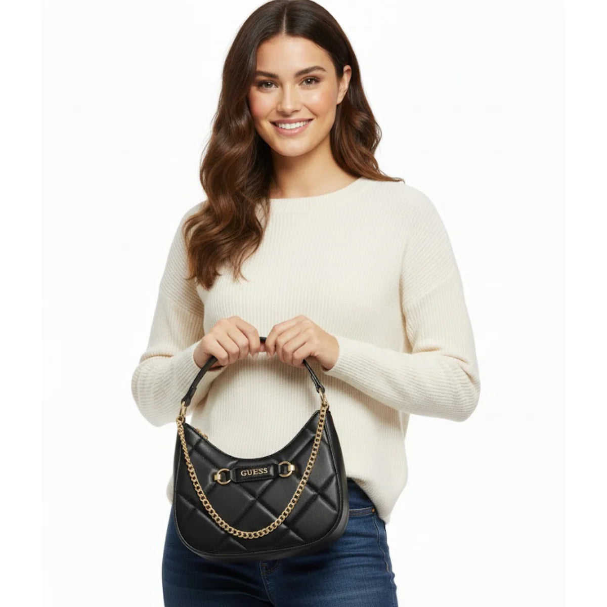 GUESS golden rock mini hobo Women - BLK