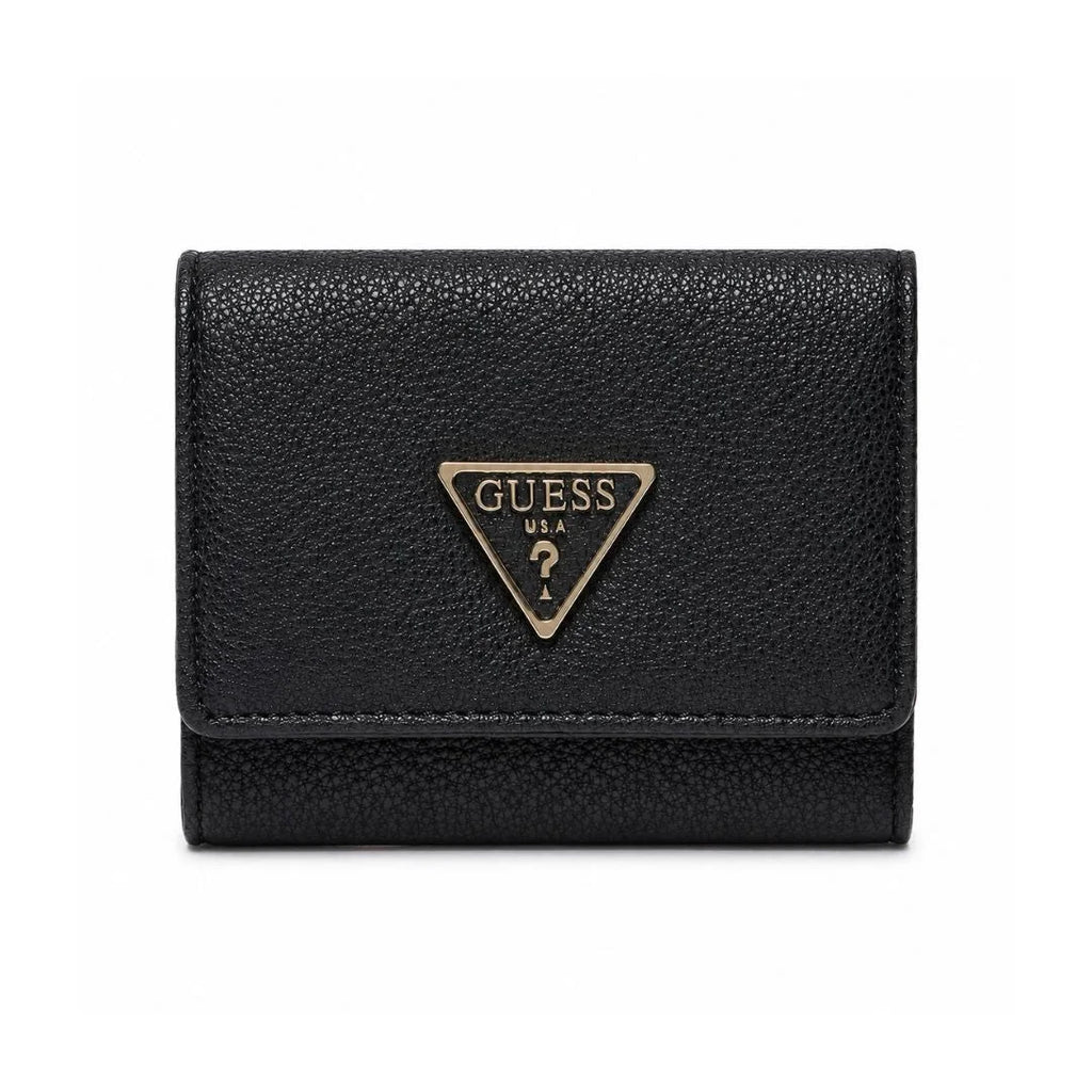 GUESS Small Helaina Black Stamp Logo Trifold Wallet - BLK