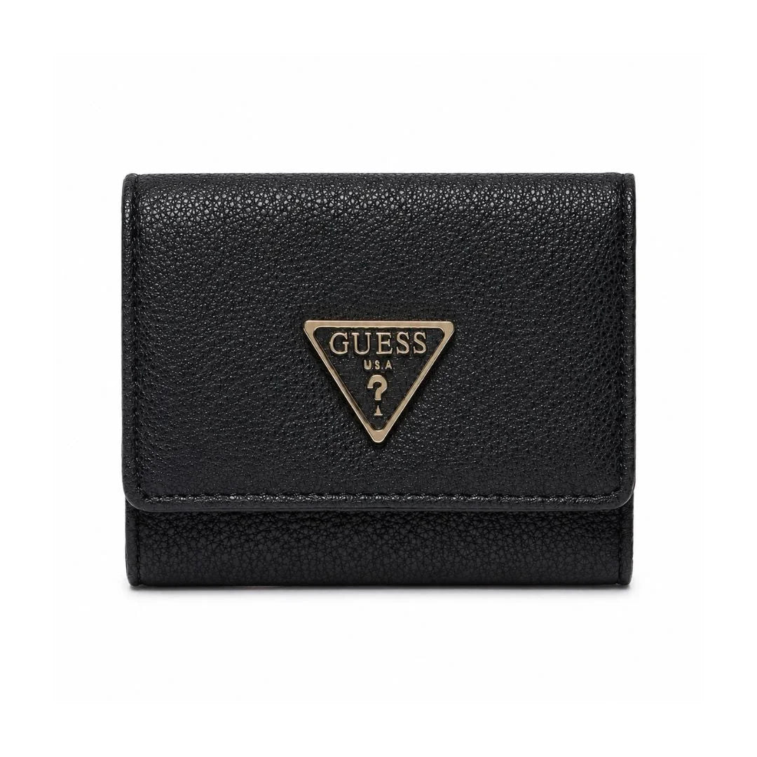 GUESS Small Helaina Black Stamp Logo Trifold Wallet - BLK