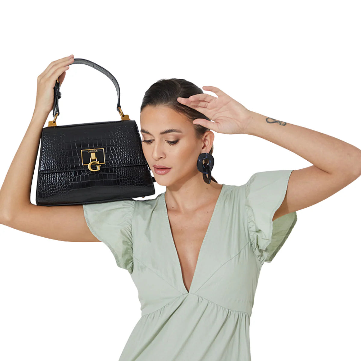 GUESS Stevie bag with top handle-BLK