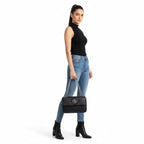 GUESS Women's Monogram Embossed Shoulder Bag - Black