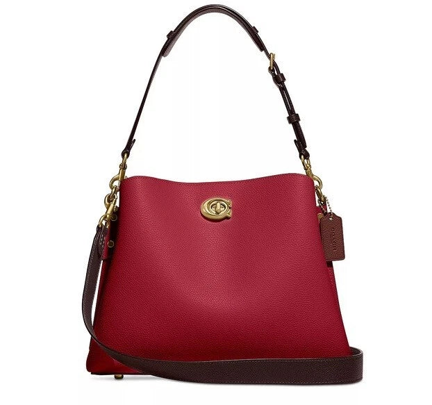 Coach C2590 Willow shoulder bag in colorblock Brick Red Multi NWT