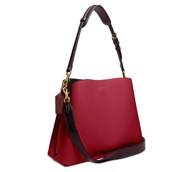 Coach C2590 Willow shoulder bag in colorblock Brick Red Multi NWT