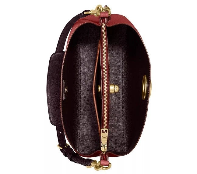 Coach C2590 Willow shoulder bag in colorblock Brick Red Multi NWT